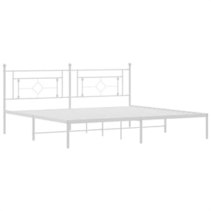 vidaXL Powder-Coated Steel King/Double Bed Frame in White