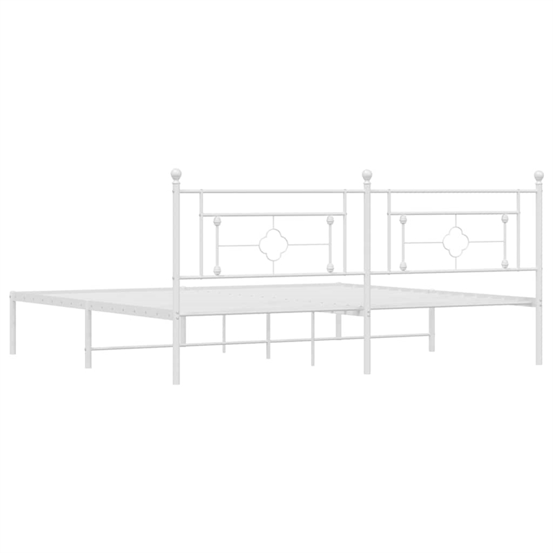 vidaXL Powder-Coated Steel King/Double Bed Frame in White