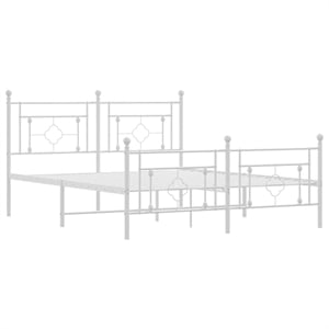 vidaXL Powder-Coated Steel King Size Bed Frame in White