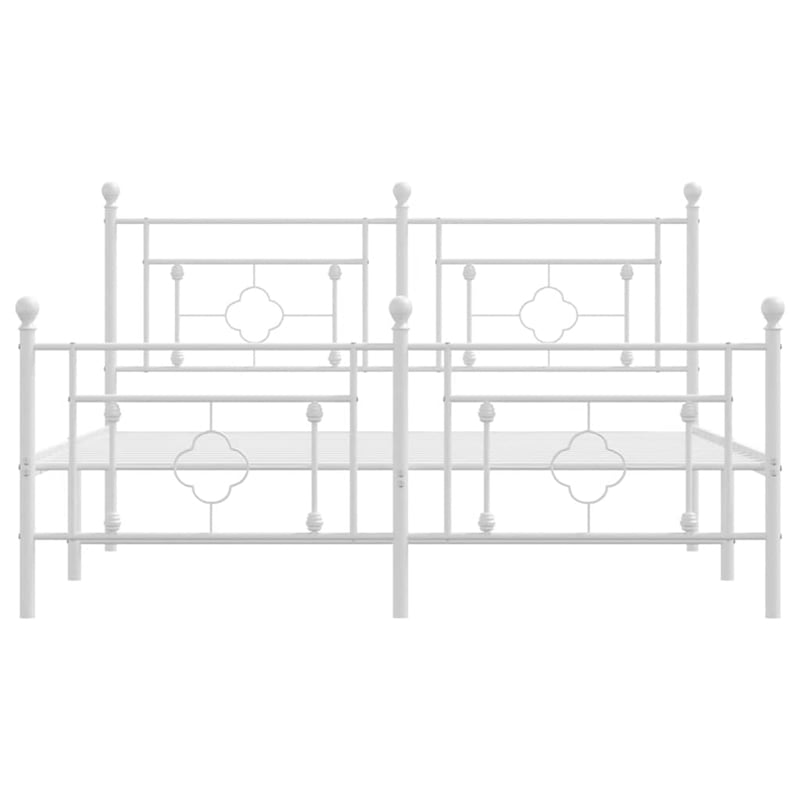 vidaXL Powder-Coated Steel King Size Bed Frame in White