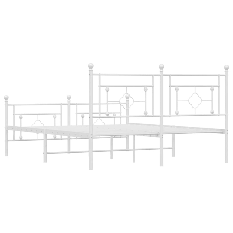 vidaXL Powder-Coated Steel King Size Bed Frame in White