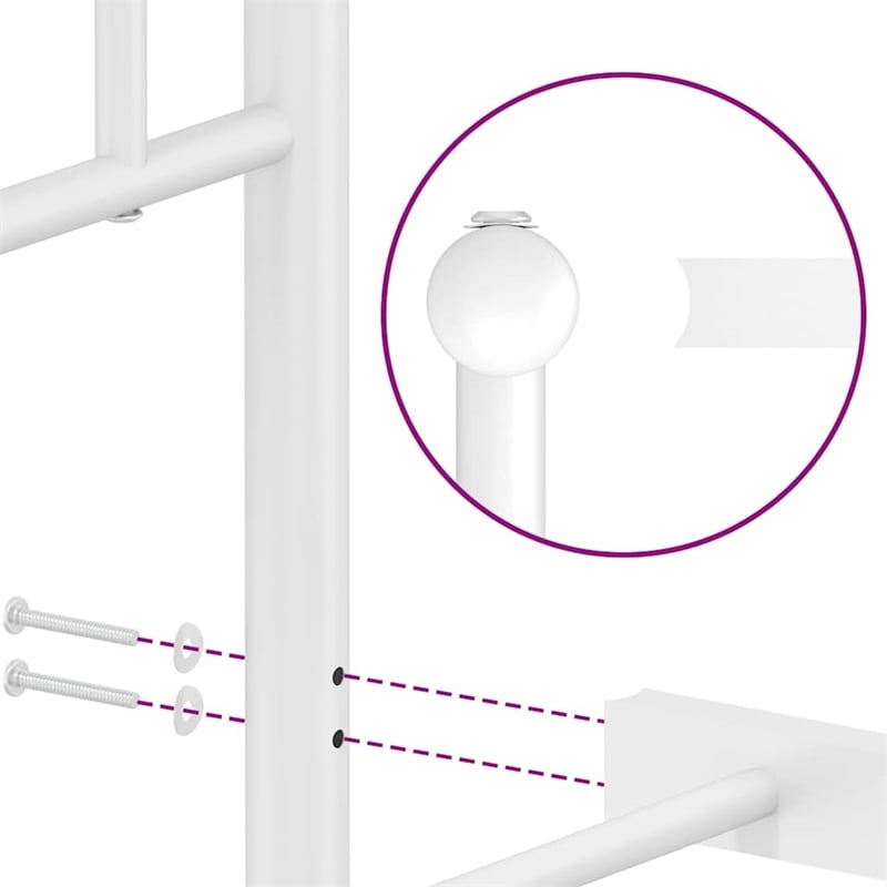 vidaXL Powder-Coated Steel King Size Bed Frame in White