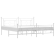 vidaXL Rectangular Powder-Coated Steel Full Bed Frame in White