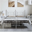 vidaXL Rectangular Powder-Coated Steel Full Bed Frame in White
