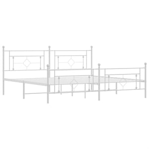 vidaXL Rectangular Powder-Coated Steel Full Bed Frame in White