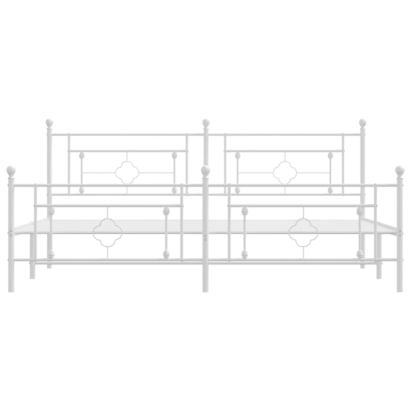 vidaXL Rectangular Powder-Coated Steel Full Bed Frame in White