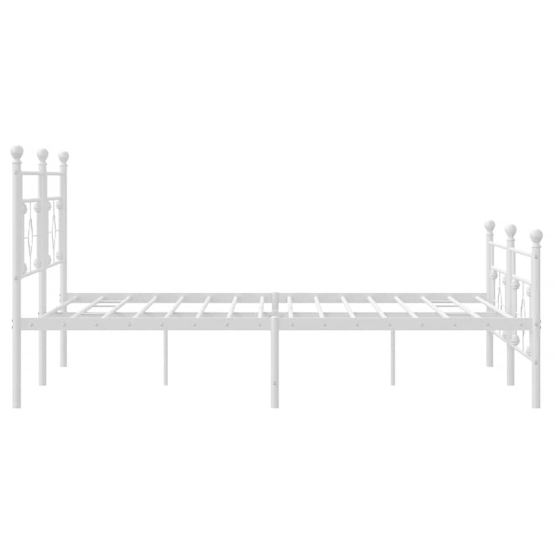 vidaXL Rectangular Powder-Coated Steel Full Bed Frame in White