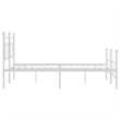 vidaXL Rectangular Powder-Coated Steel Full Bed Frame in White