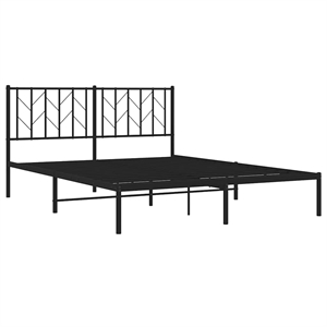 vidaXL Rectangular Powder-Coated Steel King Bed Frame in Black