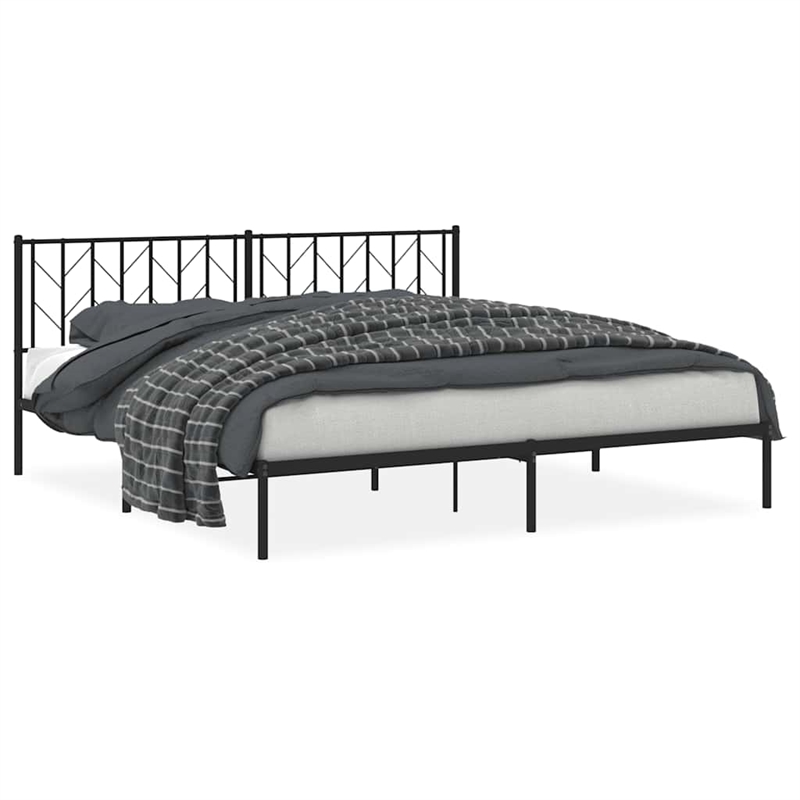 vidaXL Powder-Coated Steel King/Double Bed Frame in Black