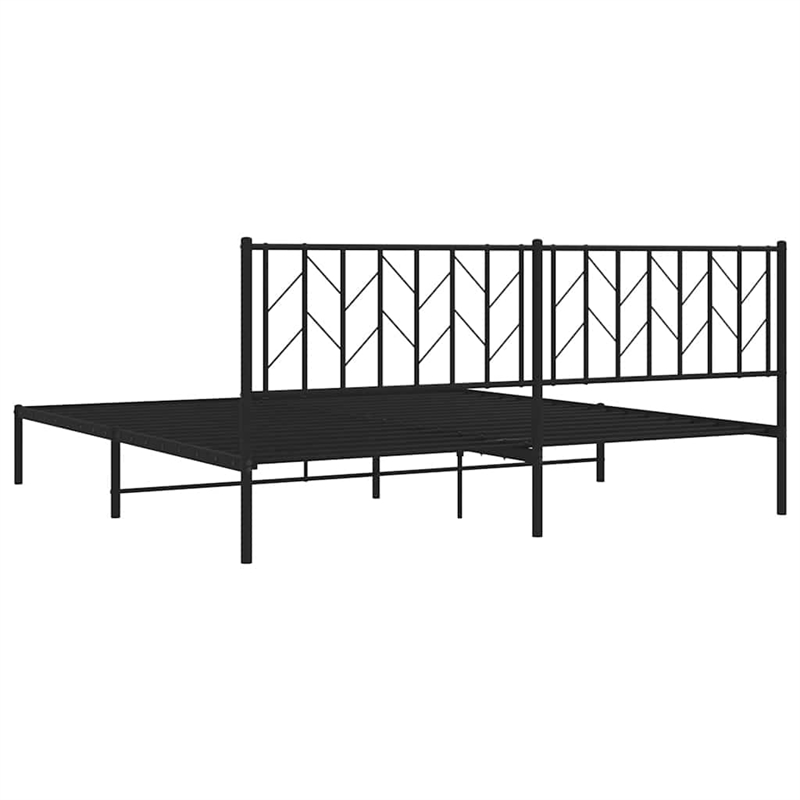 vidaXL Powder-Coated Steel King/Double Bed Frame in Black