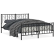 vidaXL Rectangular Powder-Coated Steel King Bed Frame in Black