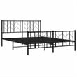 vidaXL Rectangular Powder-Coated Steel King Bed Frame in Black