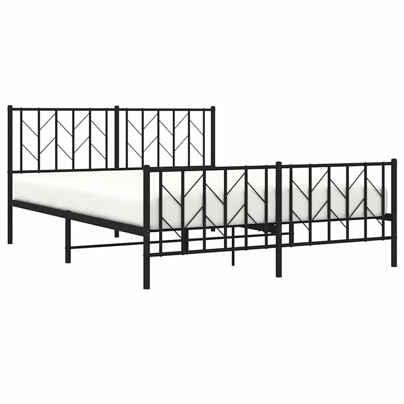 vidaXL Rectangular Powder-Coated Steel King Bed Frame in Black