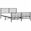 vidaXL Rectangular Powder-Coated Steel King Bed Frame in Black