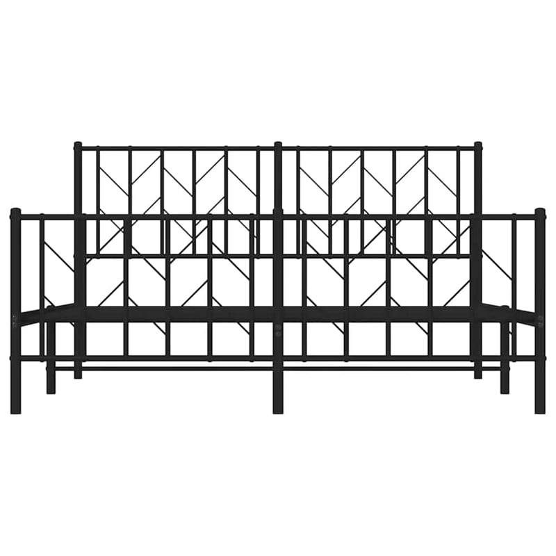 vidaXL Rectangular Powder-Coated Steel King Bed Frame in Black