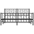 vidaXL Rectangular Powder-Coated Steel King Bed Frame in Black