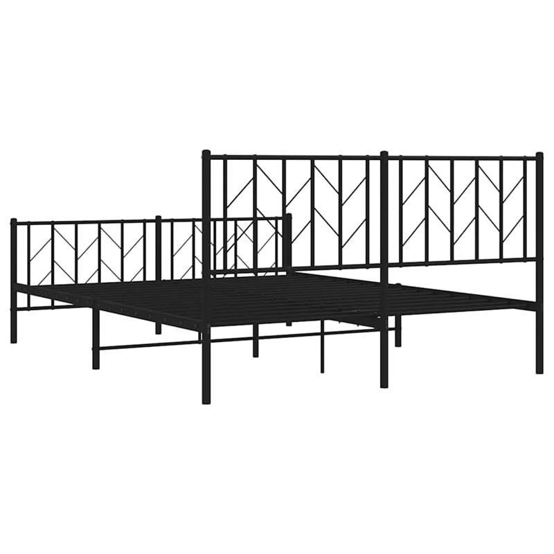 vidaXL Rectangular Powder-Coated Steel King Bed Frame in Black