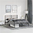 vidaXL Rectangular Powder-Coated Steel King Bed Frame in Black