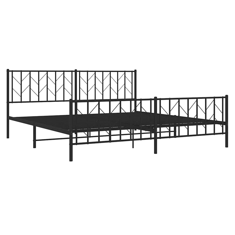 vidaXL Powder-Coated Steel King/Double Bed Frame in Black