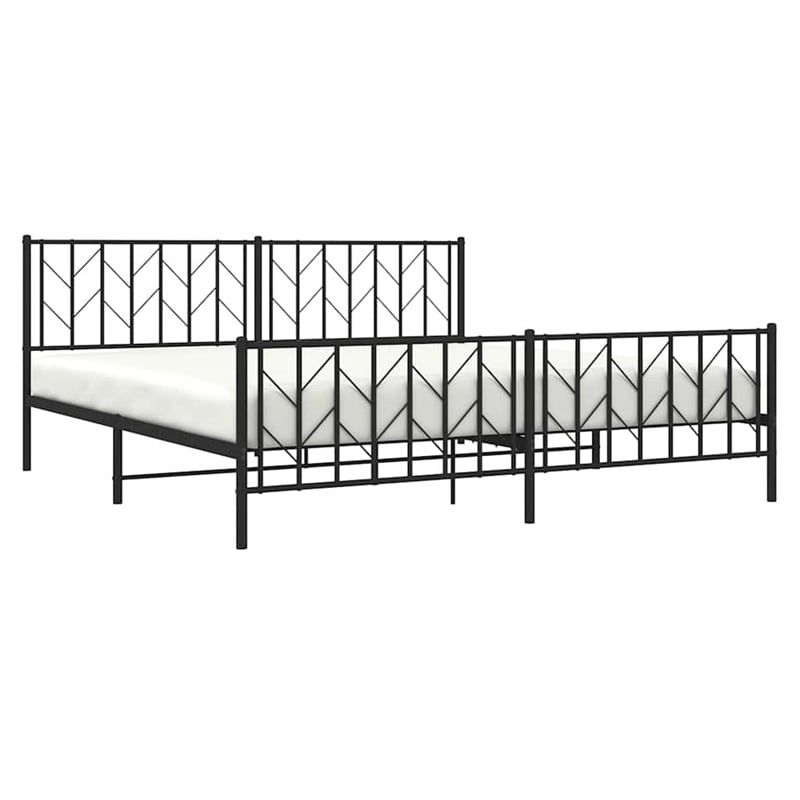 vidaXL Powder-Coated Steel King/Double Bed Frame in Black