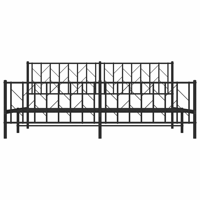 vidaXL Powder-Coated Steel King/Double Bed Frame in Black