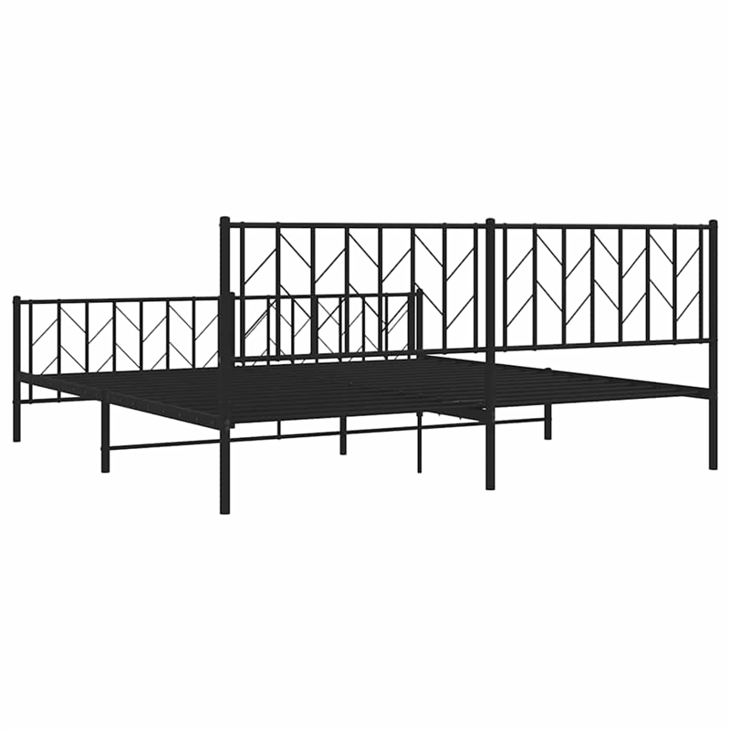 vidaXL Powder-Coated Steel King/Double Bed Frame in Black
