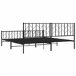 vidaXL Powder-Coated Steel King/Double Bed Frame in Black