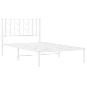vidaXL Rectangular Steel Single Bed Frame in White