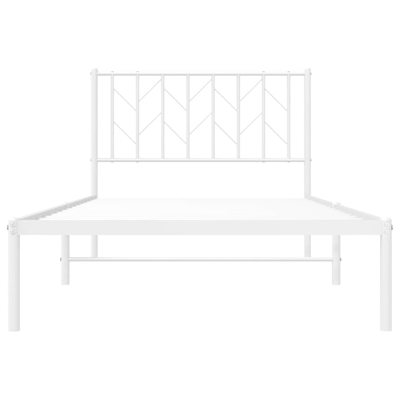 vidaXL Rectangular Steel Single Bed Frame in White