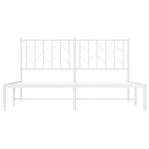 vidaXL Modern Rectangular Steel King Bed Frame in White