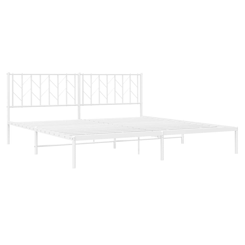 vidaXL Powder-Coated Steel King/Double Bed Frame in White