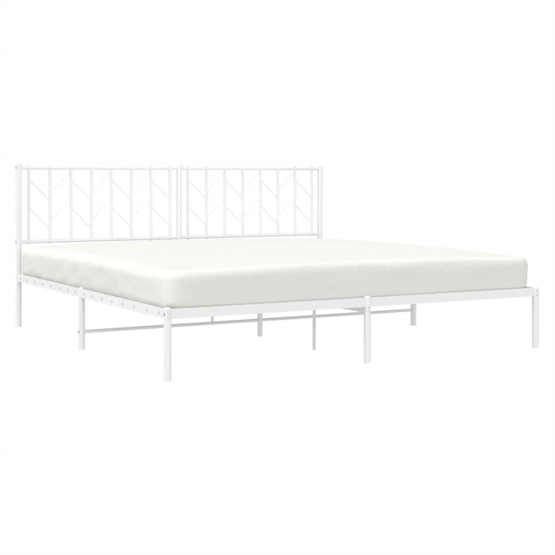 vidaXL Powder-Coated Steel King/Double Bed Frame in White