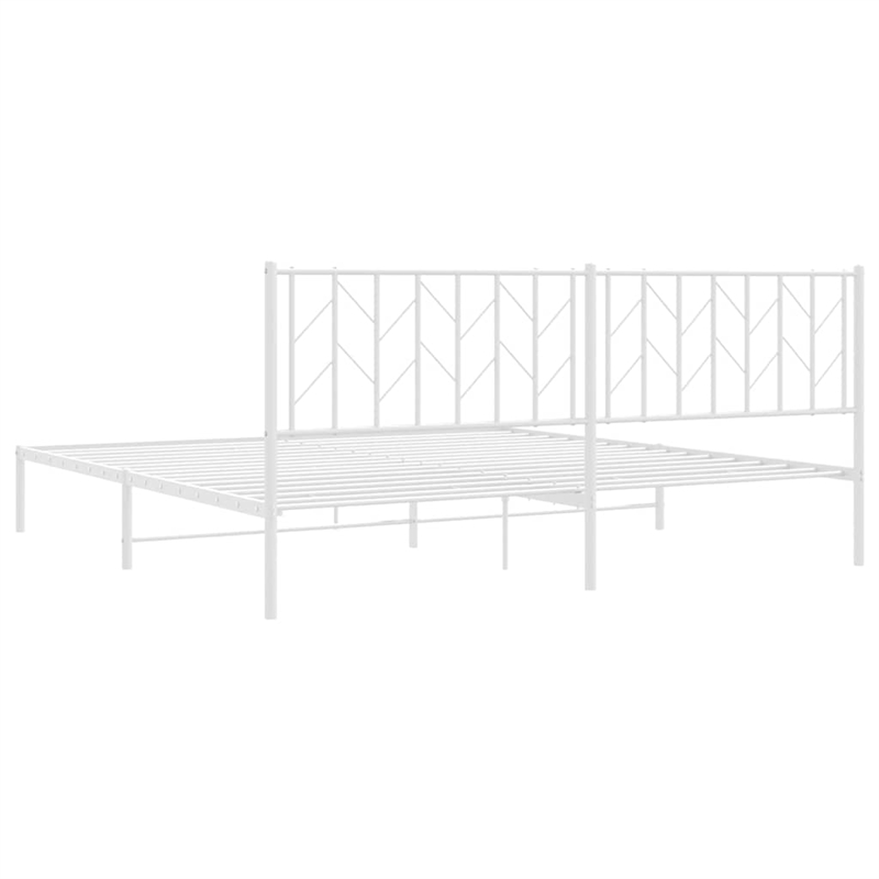 vidaXL Powder-Coated Steel King/Double Bed Frame in White