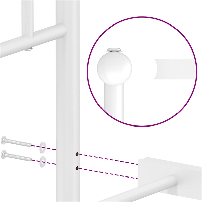 vidaXL Powder-Coated Steel King/Double Bed Frame in White
