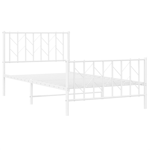 vidaXL Rectangular Durable Steel Single Bed Frame in White
