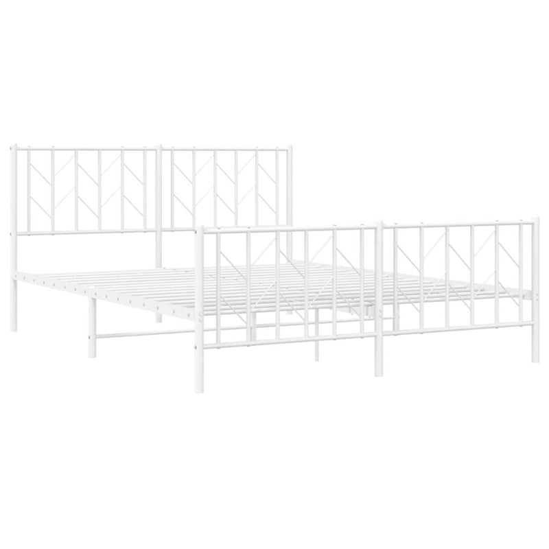 vidaXL Modern Rectangular Steel King Bed Frame in White