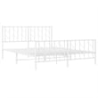 vidaXL Modern Rectangular Steel King Bed Frame in White