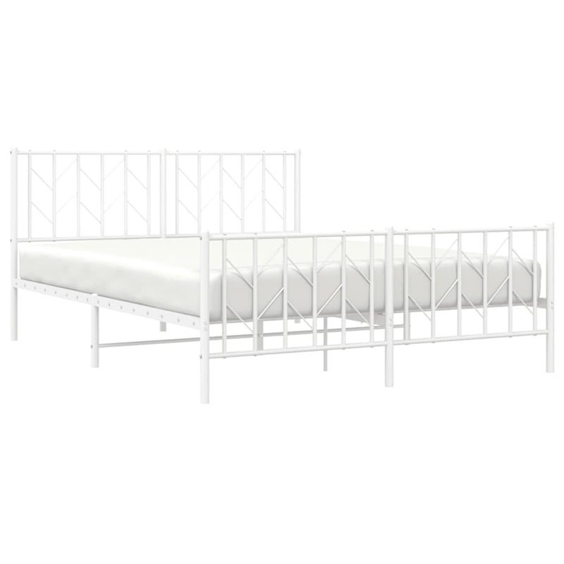 vidaXL Modern Rectangular Steel King Bed Frame in White