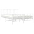vidaXL Modern Rectangular Steel King Bed Frame in White