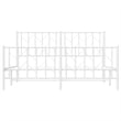 vidaXL Modern Rectangular Steel King Bed Frame in White