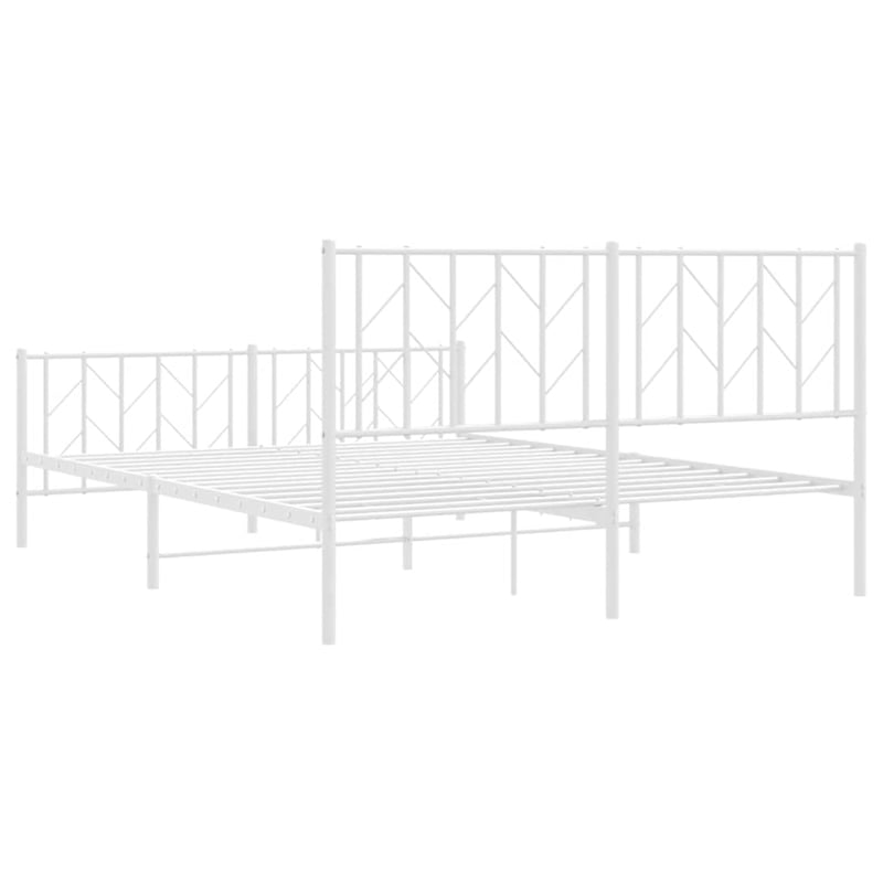 vidaXL Modern Rectangular Steel King Bed Frame in White
