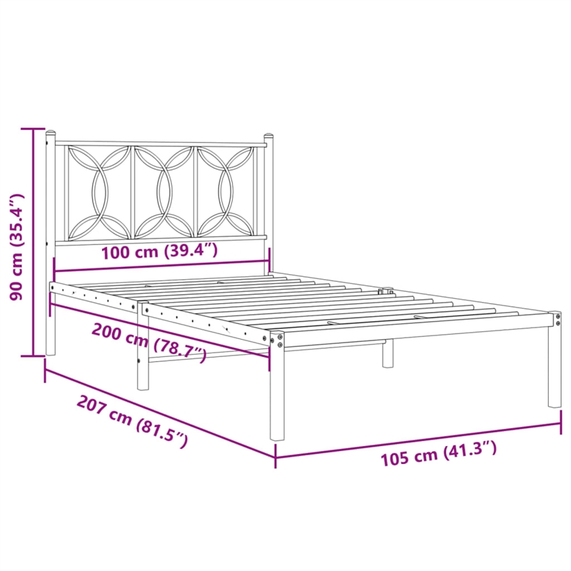 vidaXL Engineered wood Twin Bed Frame in Black