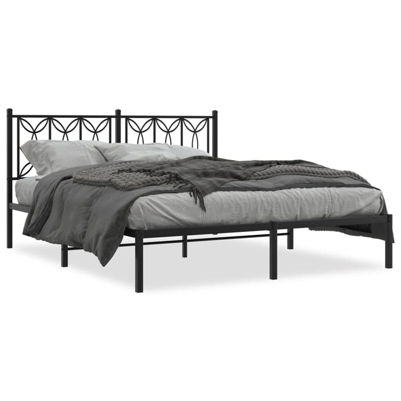vidaXL Engineered Wood King Bed Frame in Black
