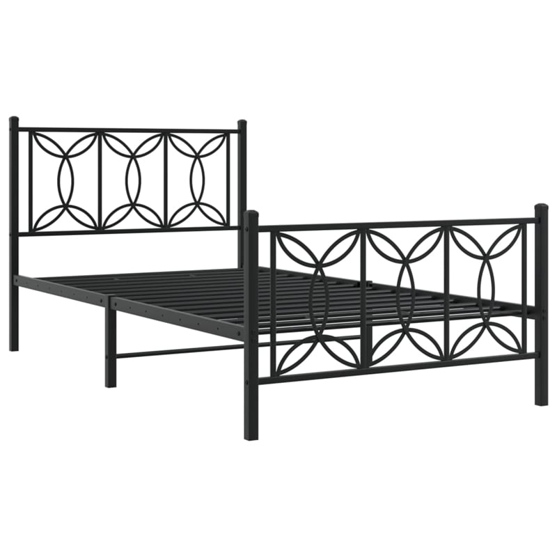 vidaXL Engineered wood Twin Bed Frame in Black