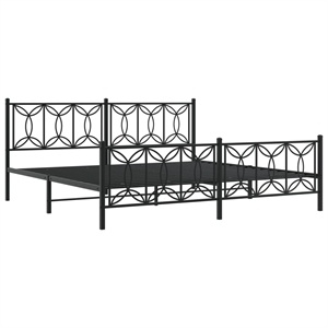 vidaXL Rectangular Modern Steel Full Bed Frame in Black