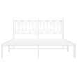 vidaXL Modern Rectangular Steel King Bed Frame in White