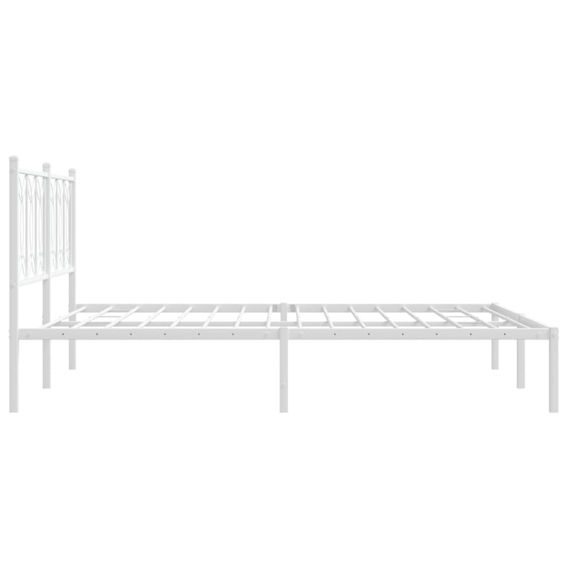 vidaXL Modern Rectangular Steel King Bed Frame in White