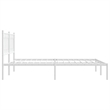 vidaXL Modern Rectangular Steel King Bed Frame in White
