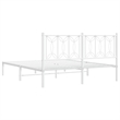 vidaXL Modern Rectangular Steel King Bed Frame in White